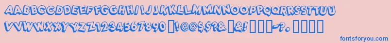 Czcionka Dimwitgauche – niebieskie czcionki na różowym tle