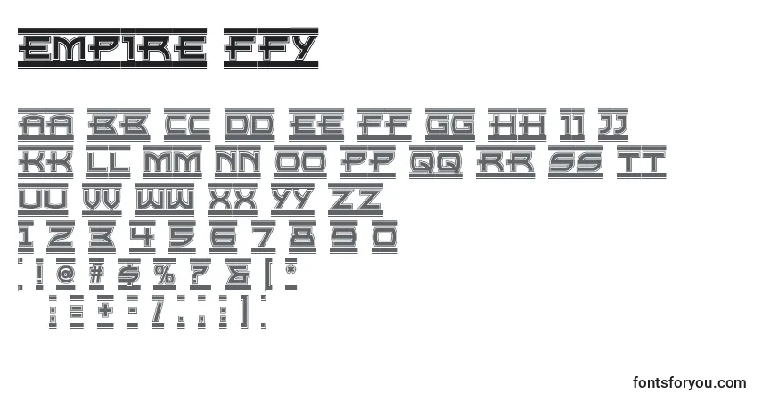 Czcionka Empire ffy – alfabet, cyfry, specjalne znaki