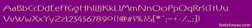 Fonte RxOnezero – fontes amarelas em um fundo roxo