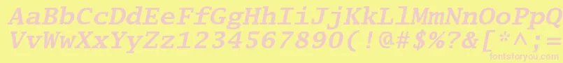 LucidatypewriterstdBoldobl-fontti – vaaleanpunaiset fontit keltaisella taustalla