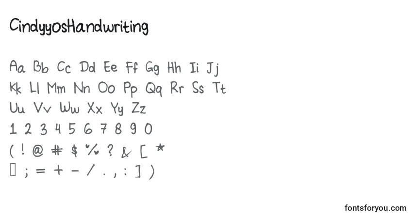 Schriftart CindyyosHandwriting – Alphabet, Zahlen, spezielle Symbole