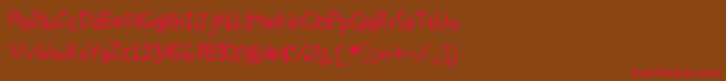 フォントCindyyosHandwriting – 赤い文字が茶色の背景にあります。