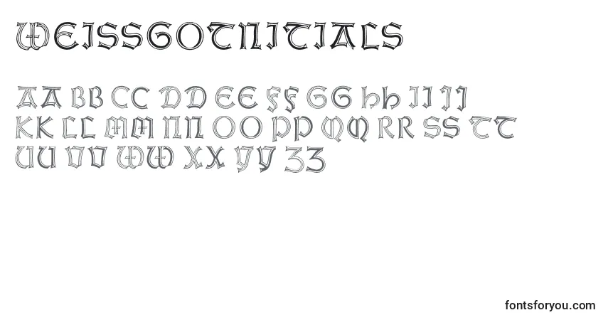 Weissgotnitials-fontti – aakkoset, numerot, erikoismerkit