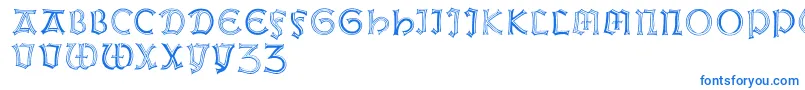 フォントWeissgotnitials – 白い背景に青い文字