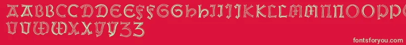 フォントWeissgotnitials – 赤い背景に緑の文字