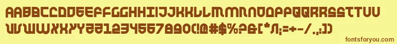 フォントTrektrooperb – 茶色の文字が黄色の背景にあります。