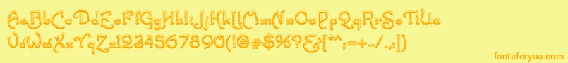 SantassleighfullDeluxe Font – Orange Fonts on Yellow Background