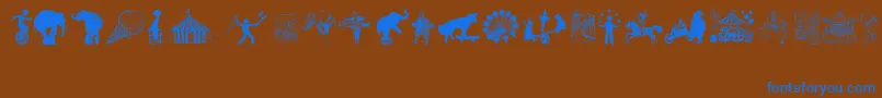 CircusAndFair-Schriftart – Blaue Schriften auf braunem Hintergrund