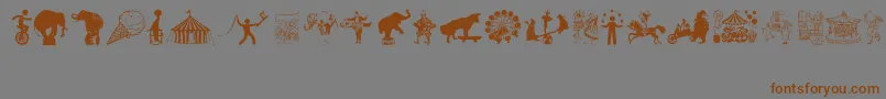 フォントCircusAndFair – 茶色の文字が灰色の背景にあります。