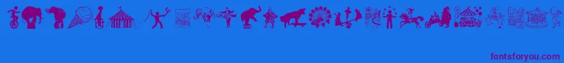 CircusAndFair-Schriftart – Violette Schriften auf blauem Hintergrund
