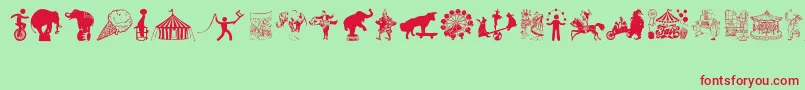 Fonte CircusAndFair – fontes vermelhas em um fundo verde