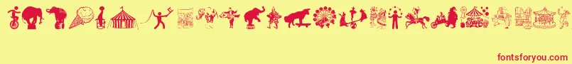CircusAndFair-Schriftart – Rote Schriften auf gelbem Hintergrund
