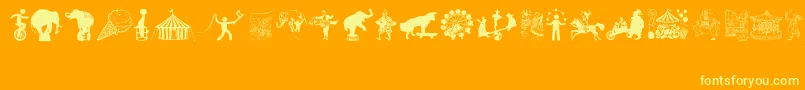 CircusAndFair-fontti – keltaiset fontit oranssilla taustalla