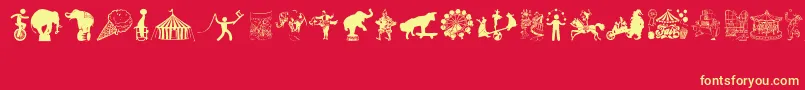 CircusAndFair-fontti – keltaiset fontit punaisella taustalla