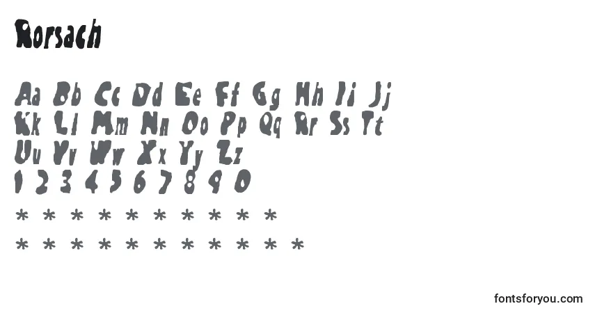 Czcionka Rorsach – alfabet, cyfry, specjalne znaki