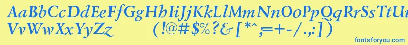 LazurskiexpodcBolditalic Font – Blue Fonts on Yellow Background