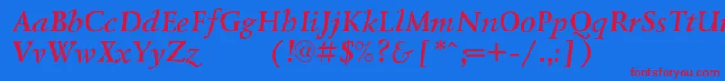 LazurskiexpodcBolditalic Font – Red Fonts on Blue Background