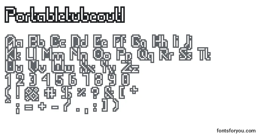 Schriftart Portabletubeoutl – Alphabet, Zahlen, spezielle Symbole