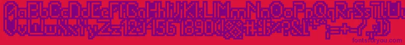 Portabletubeoutl-Schriftart – Violette Schriften auf rotem Hintergrund