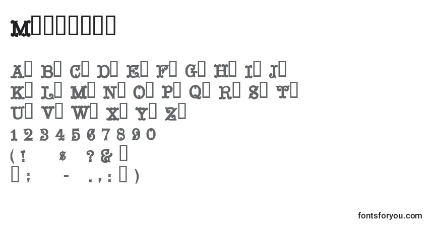 Fuente Mustachi - alfabeto, números, caracteres especiales