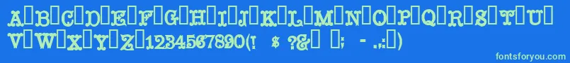 Mustachi Font – Green Fonts on Blue Background