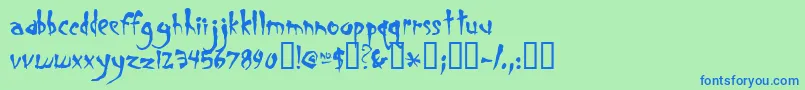 Smegalomania Font – Blue Fonts on Green Background