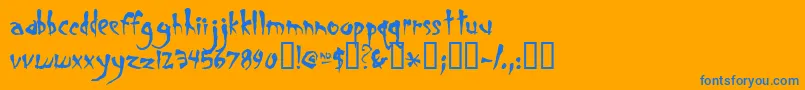 Smegalomania Font – Blue Fonts on Orange Background