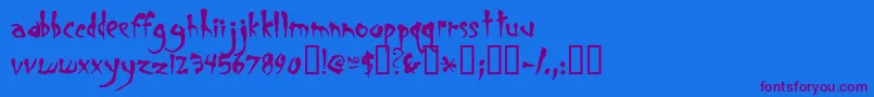 Smegalomania Font – Purple Fonts on Blue Background