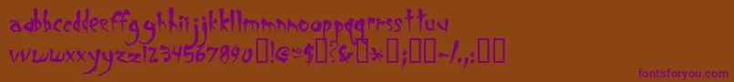 Smegalomania-Schriftart – Violette Schriften auf braunem Hintergrund