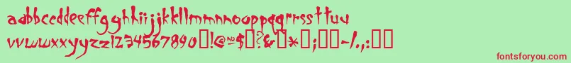 Smegalomania-Schriftart – Rote Schriften auf grünem Hintergrund
