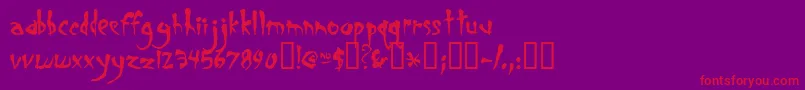 Smegalomania-Schriftart – Rote Schriften auf violettem Hintergrund