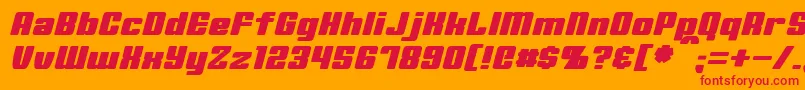 Czcionka MinervaItalic – czerwone czcionki na pomarańczowym tle