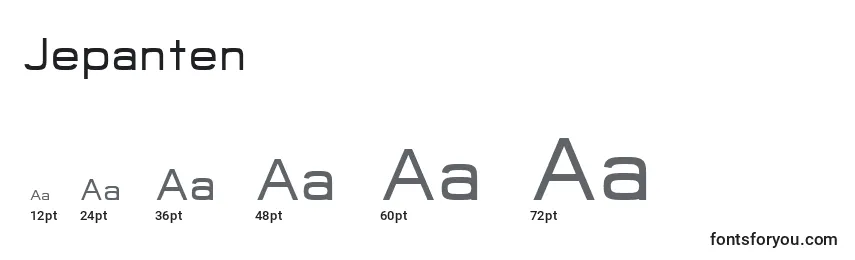 Размеры шрифта Jepanten