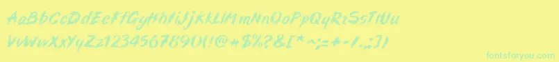 フォントDumathieu – 黄色い背景に緑の文字