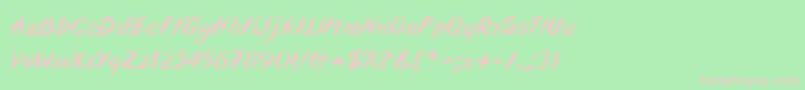 Dumathieu-Schriftart – Rosa Schriften auf grünem Hintergrund