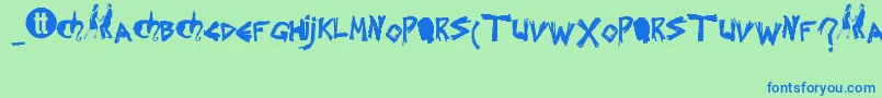 フォントSplintered – 青い文字は緑の背景です。