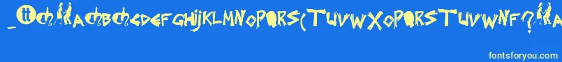 フォントSplintered – 黄色の文字、青い背景