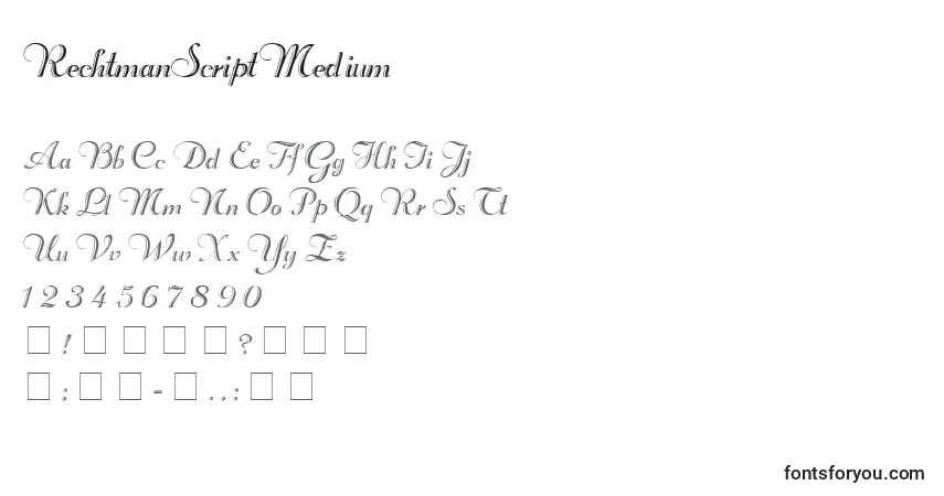 Czcionka RechtmanScriptMedium – alfabet, cyfry, specjalne znaki
