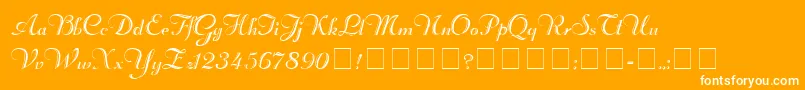 RechtmanScriptMedium-Schriftart – Weiße Schriften auf orangefarbenem Hintergrund