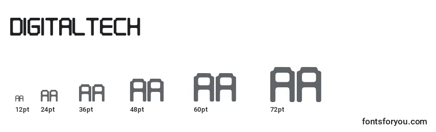 DigitalTech Font Sizes