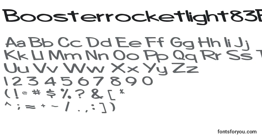 Czcionka Boosterrocketlight83Bold – alfabet, cyfry, specjalne znaki
