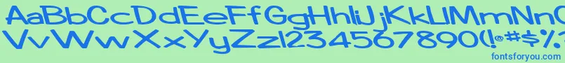 Boosterrocketlight83Bold-Schriftart – Blaue Schriften auf grünem Hintergrund