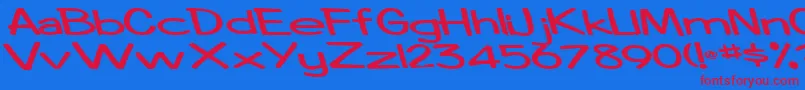 Boosterrocketlight83Bold-Schriftart – Rote Schriften auf blauem Hintergrund
