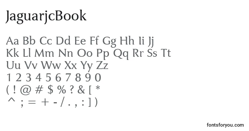 A fonte JaguarjcBook – alfabeto, números, caracteres especiais