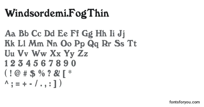 Czcionka Windsordemi.FogThin – alfabet, cyfry, specjalne znaki