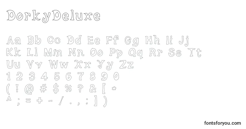 Schriftart DorkyDeluxe – Alphabet, Zahlen, spezielle Symbole
