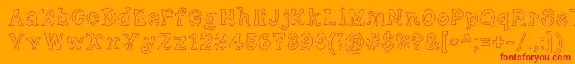 DorkyDeluxe-Schriftart – Rote Schriften auf orangefarbenem Hintergrund