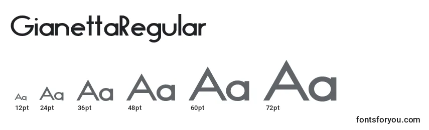 Размеры шрифта GianettaRegular