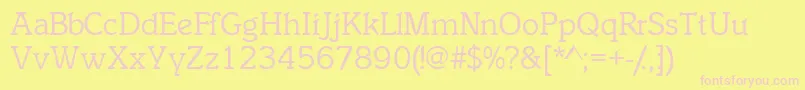 Inclinatssk-Schriftart – Rosa Schriften auf gelbem Hintergrund