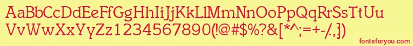Inclinatssk-Schriftart – Rote Schriften auf gelbem Hintergrund